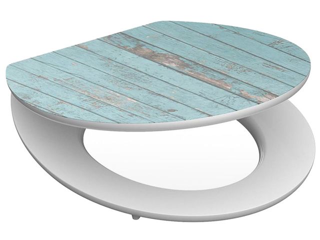 Obrázek produktu WC sedátko modré dřevěné, výsoký lesk, MDF, soft-close