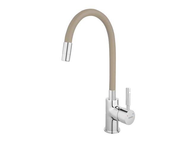 Obrázek produktu Baterie Ferro dřezová s flexi ramenem, béžová-chrom