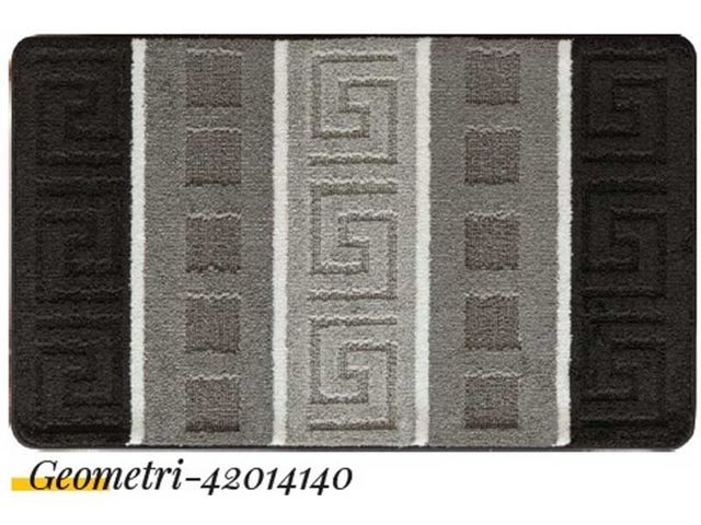 Obrázek produktu Předložka koupelnová Geometri set 2ks, 50x80/50x40 s výkr., černo-šedá