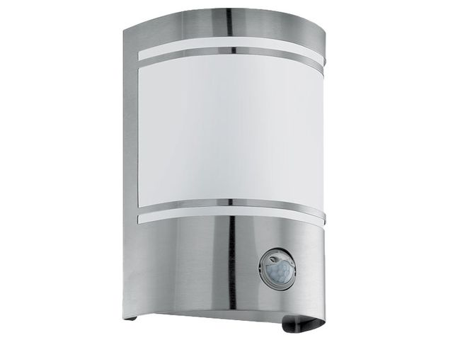 Obrázek produktu Svitidlo venkovní nástěnné CERNO, 1X40W E27, nerez ocel, opál.sklo, senzor