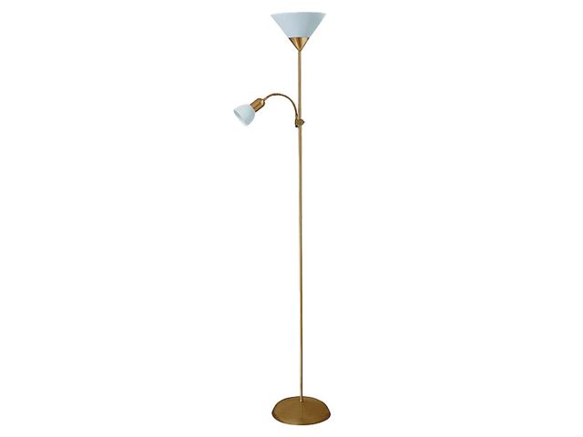 Obrázek produktu Lampa stojací ACTION, H180cm, se čtecím ramínkem, bronzová/ bílá, s vypínačem n
