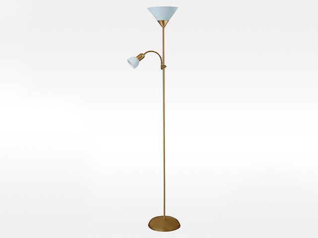 Obrázek produktu Lampa stojací ACTION, H180cm, se čtecím ramínkem, bronzová/ bílá, s vypínačem n