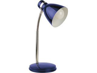 Lampa stolní PATRIC, H32cm, kovová modrá, s vypínačem na kabelu
