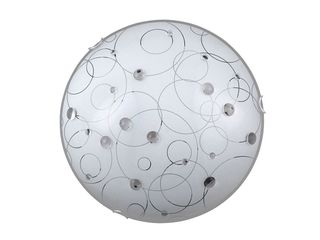 Lampa stropní JOLLY, D30cm, bílá se vzorem/ chromové klipy