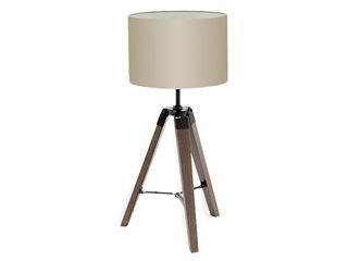 Lampa stolní LANTADA, dřevo-chrom/šedohnědá