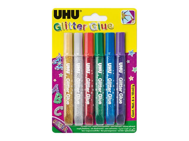 Obrázek produktu Sada gelových lepidel UHU Glitter 6 x 10 ml Original