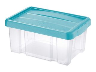 Box úložný s víkem PUZZLE 14 L, trans./modrá