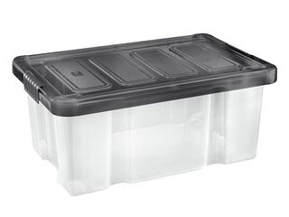 Box úložný s clipem, PUZZLE 14 L, trans./černá