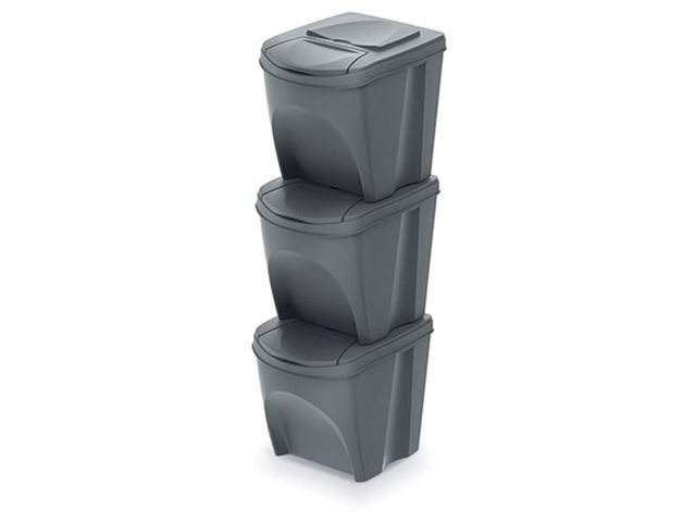 Obrázek produktu Sada košů na tříděný odpad 3x25 l SORTIBOX IKWB 25S3 405U šedý