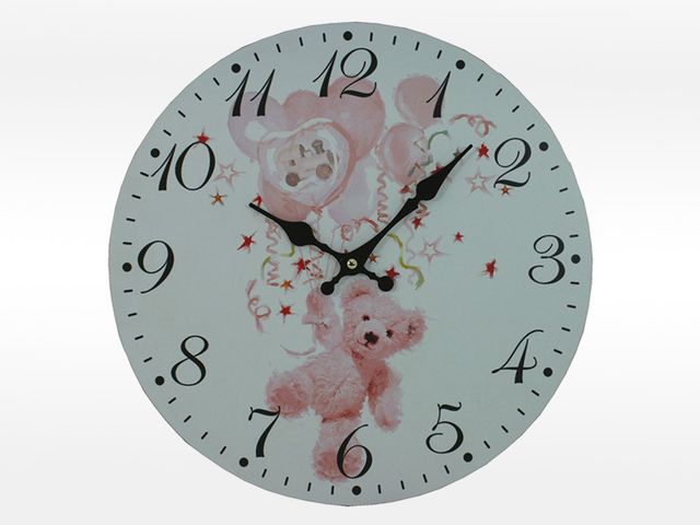 Obrázek produktu Hodiny nástěnné Růžový Teddy 34 cm