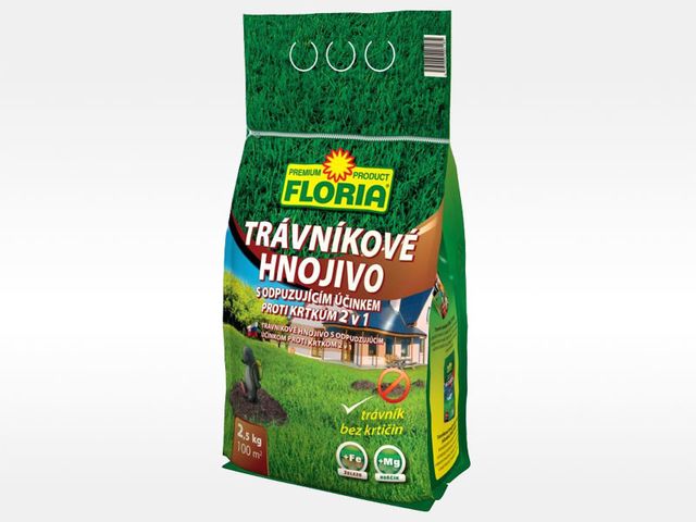 Obrázek produktu Hnojivo trávníkové s odpuzujícím účinkem proti krtkům 2,5 kg, Floria