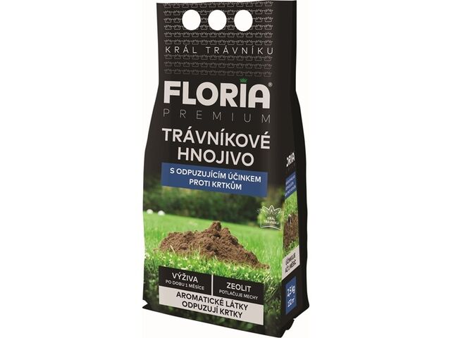 Obrázek produktu Hnojivo trávníkové s odpuzujícím účinkem proti krtkům 2,5 kg, Floria