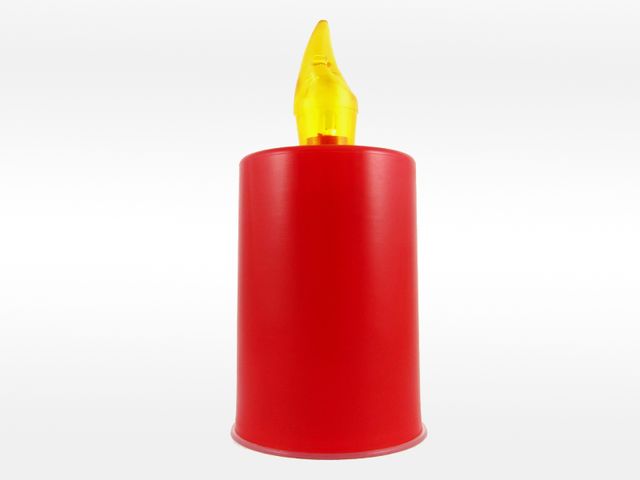 Obrázek produktu Hřbitovní LED svíčka, červená, žlutý plamen, 2xAA součástí