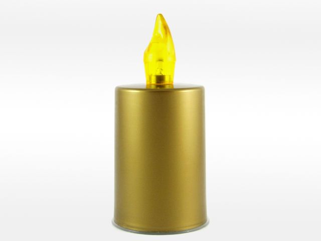 Obrázek produktu Hřbitovní LED svíčka, zlatá, žlutý plamen, 2xAA součástí