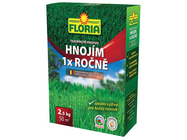 Obrázek produktu Hnojivo trávníkové Hnojím 1xročně 2,5 kg, Floria