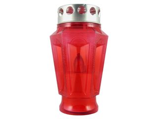 Svíčka hřbitovní LED malá, výška 16cm, červená, 2xAA součástí