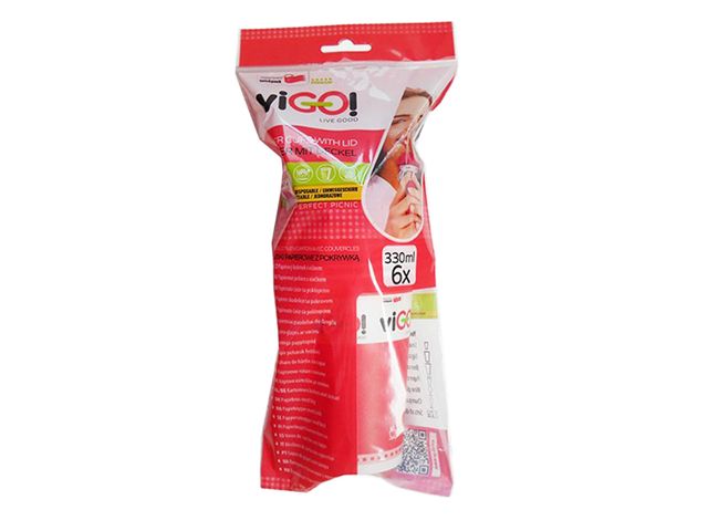 Obrázek produktu Kelímek papírový 330 ml, s víčkem, potisk, 6 ks