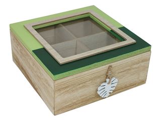 Box dekorační na čaj dřevěný zelený