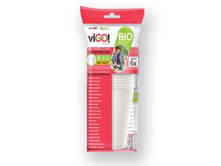 Kelímek BIO papírový bílý 250 ml , laminace PLA , 6 ks v PLA sáčku