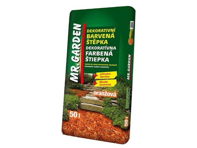 Obrázek produktu Štěpka dekorační barvená, oranžová 50l, Mr.Garden