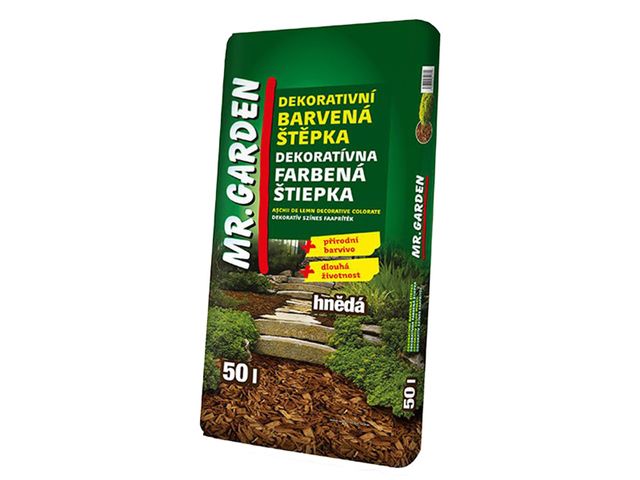 Obrázek produktu Štěpka dekorační barvená, hnědá 50l, Mr.Garden