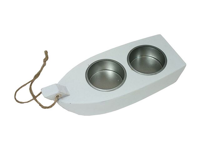 Obrázek produktu Svícen loďka bílá 24 x 11 cm