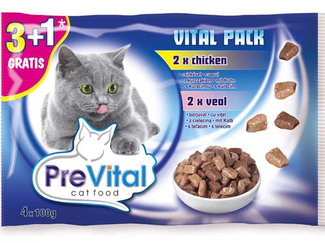 Obrázek produktu Kapsička PreVital kočka 4pack 100g kuře+telecí