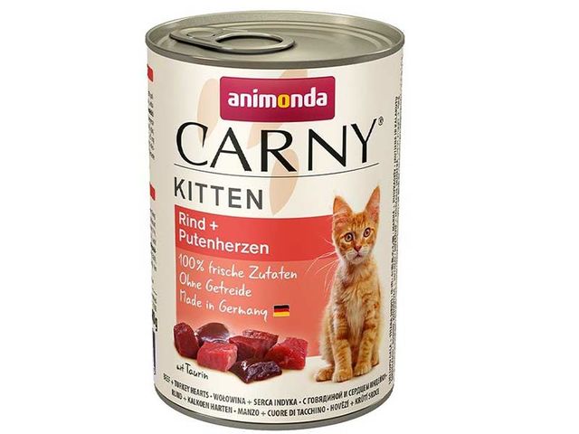 Obrázek produktu Konzerva ANIMONDA CARNY Kitten - hovězí, krůtí srdce 400g