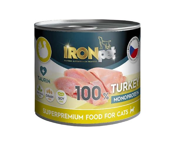 Obrázek produktu Konzerva pro kočku IRONpet krůtí 100% monoprotein 200 g