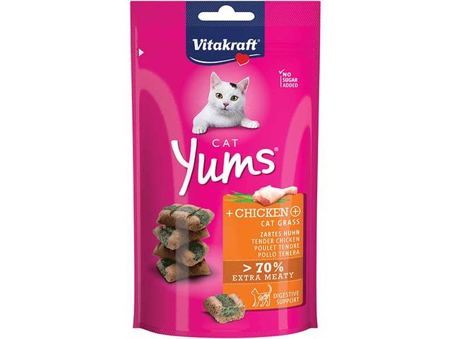 Obrázek produktu Pamlsek pro kočky Cat Yums kuřecí s trávou 40g