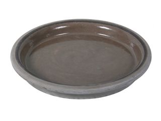 Podmiska pod květník, keramická glazovaná, čedičová, pr.24cm