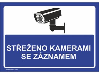 Fólie - Střeženo kamerami se záznamem - MODRÁ