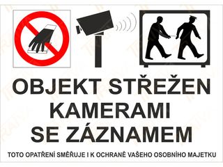 Fólie - Objekt střežen kamerami se záznamem