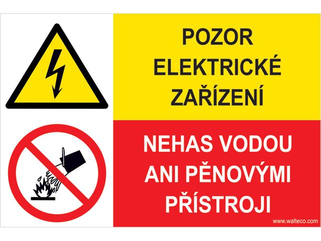Obrázek produktu Fólie - Pozor el. zařízení. Nehas vodou ani pěn. příst. - dvoukombinace MALÁ