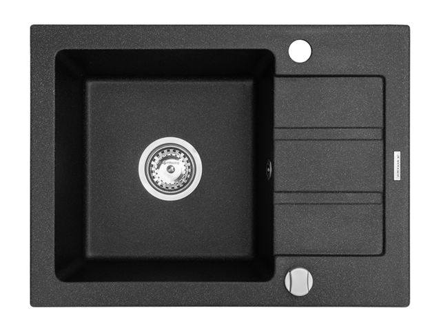 Obrázek produktu Dřez granitový Athena 62x44, 1B1D, černý + dávkovač