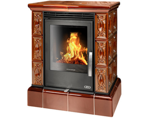 Kamna kachlová ABX Helvetia KP I, hnědá, kachlový sokl, 7kW