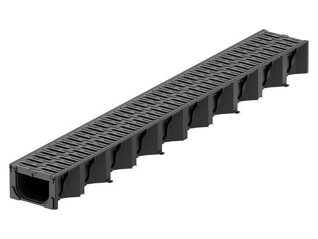 Obrázek produktu Žlab plastový HexaSelf 100cm s plastovým roštem, černý