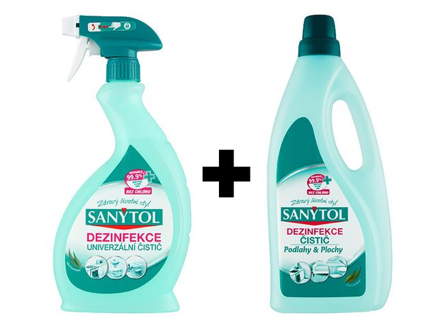 Obrázek produktu Sanytol dezinfekční čistič na podlahy 1l + Sanytol sprej eukalyptus 500ml