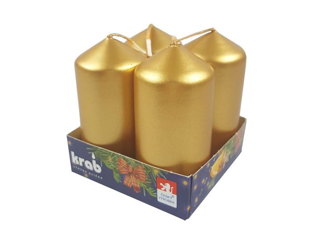 Obrázek produktu Svíčky vánoční adventní 4ks, pr. 4, výška 8cm, lakovaná zlatá