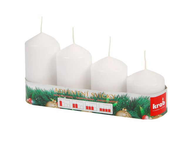 Obrázek produktu Svíčky vánoční adventní stupňovité, 4ks, pr.5cm, bílá