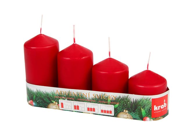 Obrázek produktu Svíčky vánoční adventní stupňovité, 4ks, pr.5cm, bordó