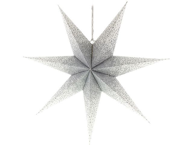 Obrázek produktu Vánoční LED dekorace, hvězda papírová, 60cm, stříbrno-bílá, na baterie