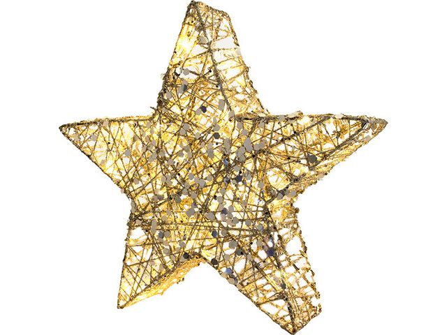 Obrázek produktu Vánoční LED dekorace, hvězda z bavlněné příze, 30 cm, se třpytkami, na baterie