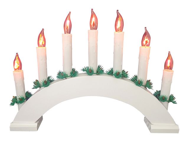 Obrázek produktu Svícen el. vánoční oblouk bílý, 7 svíček plamen