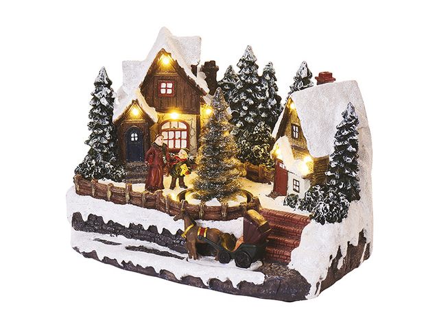 Obrázek produktu Vánoční LED dekorace, vesnička 15cm, na baterie, teplá bílá, vnitřní