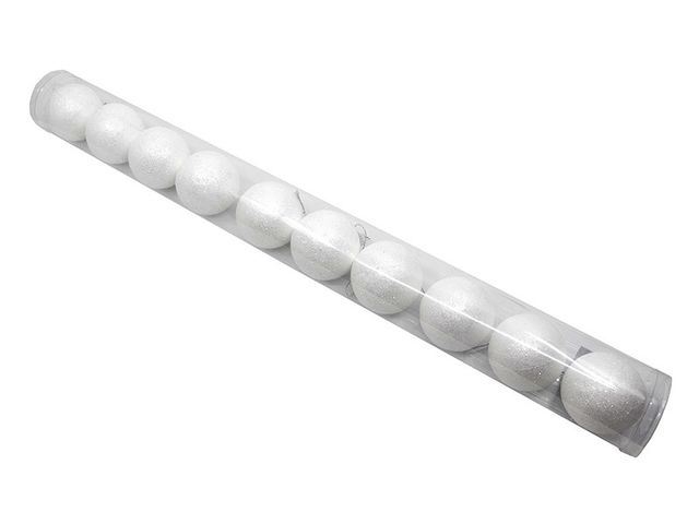 Obrázek produktu Koule 10ks, 6cm, bílé s glitrem