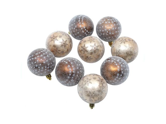 Obrázek produktu Set 9 koulí, hnědé/zlaté s vločkami - 6cm