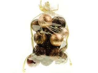 Koule s dekorem 20ks v sáčku, 6cm, hnědé/bordo