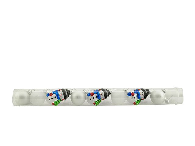Obrázek produktu Set 9 skl. koulí/sněhuláků v tubě 3-6cm, bílé
