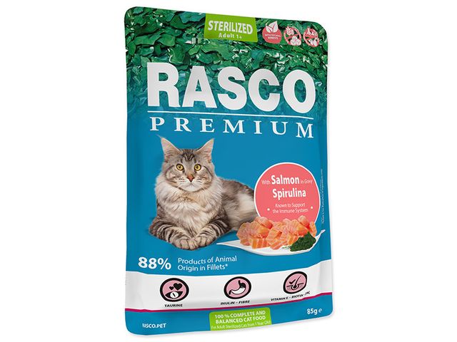 Obrázek produktu Kapsička Rasco Premium Cat Adult Sterilized Salmon in Gravy 85g